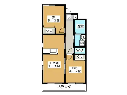 カルテット碑文谷(2LDK/3階)の間取り写真
