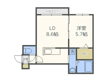 A BOND ウエスト(1LDK/1階)の間取り写真