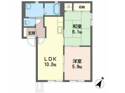 メゾンドブライトン(2LDK/1階)の間取り写真