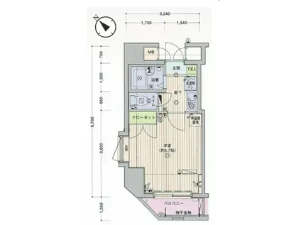 ガラステージ日本橋人形町(1K/10階)の間取り写真