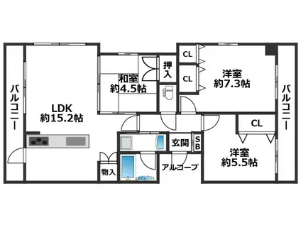 グランパレ兵庫駅前コムポルタ(3LDK/5階)の間取り写真