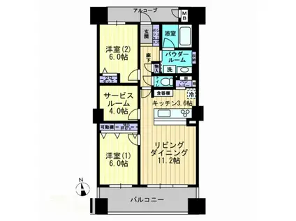 アルファタワー桜町(2SLDK/10階)の間取り写真