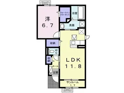 ドリーマーズ B(1LDK/1階)の間取り写真