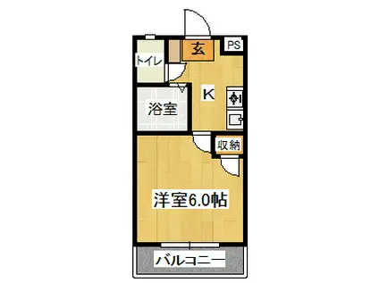プライムハイツ(1K/2階)の間取り写真