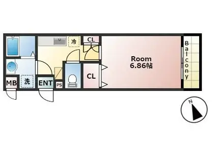 パークヒルズ小手指(1K/2階)の間取り写真