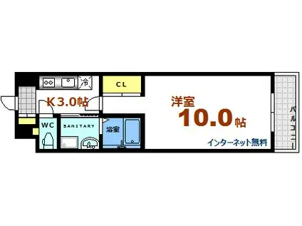 ソフィア大手町(1K/3階)の間取り写真