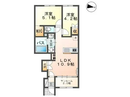 富山市中島アパート(2LDK/1階)の間取り写真