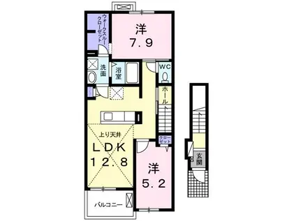 サンパティーク・ヴィラII(2LDK/2階)の間取り写真