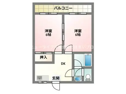 レジデンスエクセル(2DK/5階)の間取り写真