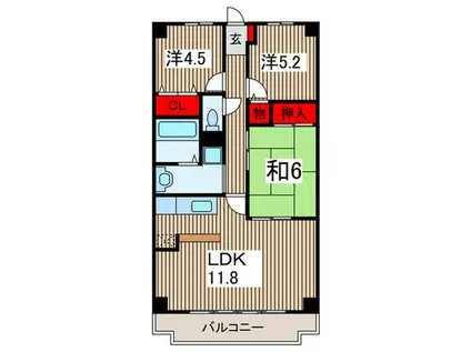 武蔵藤沢駅 徒歩9分 3LDK 都市ガス RC造(3LDK/4階)の間取り写真