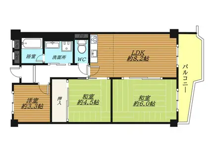 高槻センチュリーマンション(3LDK/4階)の間取り写真