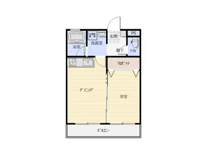 コーポONE(1DK/3階)の間取り写真