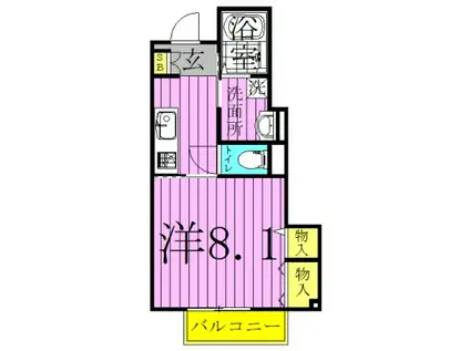 ガーデンテラス舞鶴(1K/1階)の間取り写真