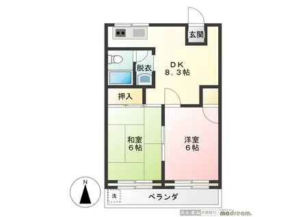 第2竹雪コーポ(2DK/2階)の間取り写真