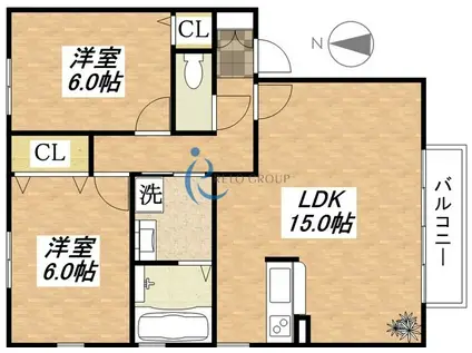リビングタウン加美北(2LDK/2階)の間取り写真