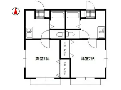 ベルクール(1K/2階)の間取り写真