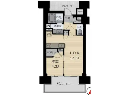 ワコーレ塚口駅前ファーストエンブレム(1LDK/13階)の間取り写真