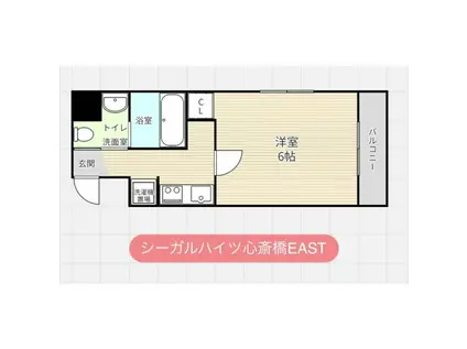 シーガルハイツ心斎橋イースト(1K/6階)の間取り写真