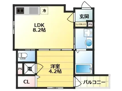 グランクラス八尾恩智(1LDK/3階)の間取り写真