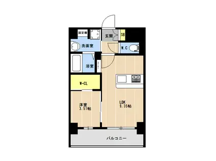 LIBTH松山II(1LDK/6階)の間取り写真