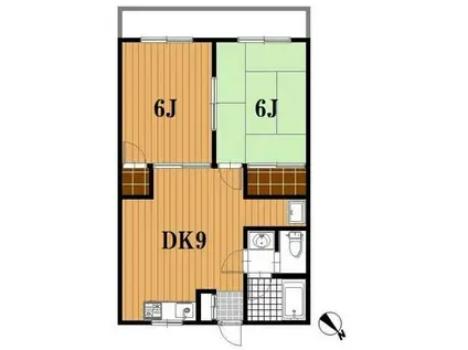 ホークマンション(2DK/1階)の間取り写真