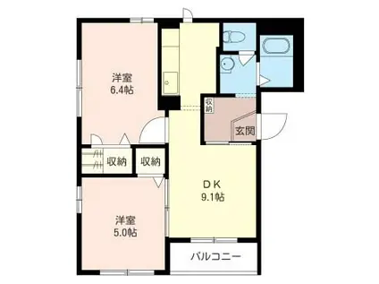 ミック21(2DK/2階)の間取り写真