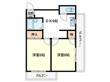 第2桑岡ビル(2DK/5階)の間取り写真