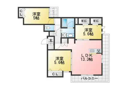 市川原木1丁目メゾン(3LDK/2階)の間取り写真
