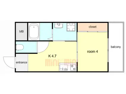 エクシード武庫之荘1(1K/4階)の間取り写真
