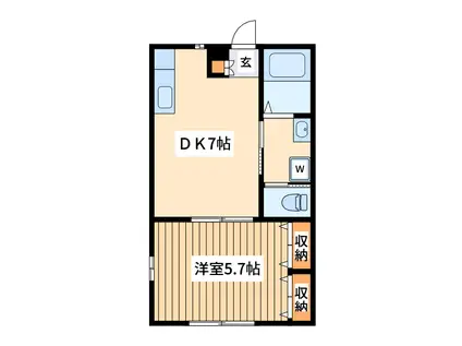 クレスト2(1DK/2階)の間取り写真