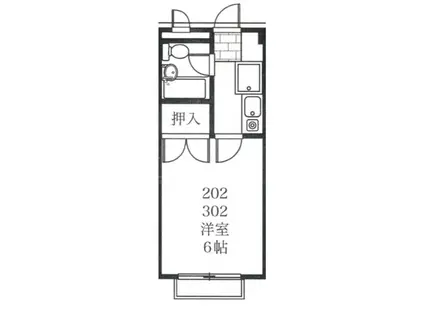 ハイツベルシャイン(1K/3階)の間取り写真