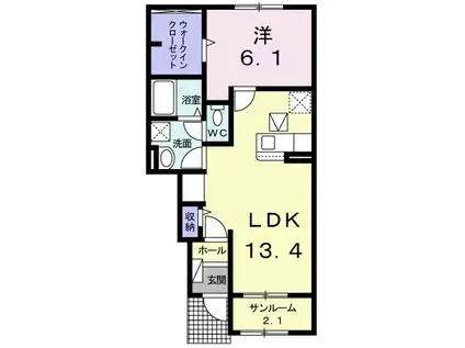 メゾンエトワールF(1LDK/1階)の間取り写真