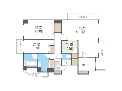 PRIME COURT山の手(3LDK/4階)の間取り写真