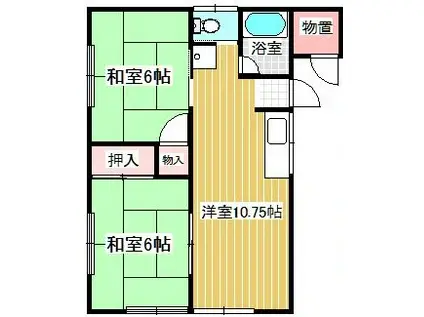 メゾン大平 A棟(2DK/2階)の間取り写真