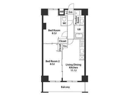 千葉ポートイースト(2LDK/7階)の間取り写真