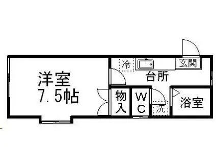 プチドームI(1K/1階)の間取り写真