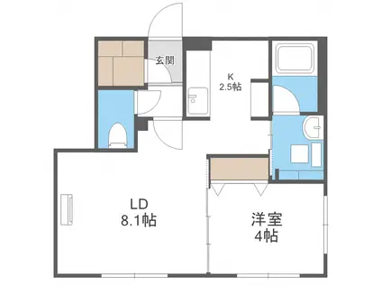 BIRCH(1LDK/2階)の間取り写真