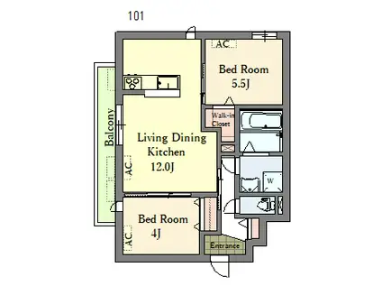 レジデンススイート三軒茶屋(2LDK/1階)の間取り写真