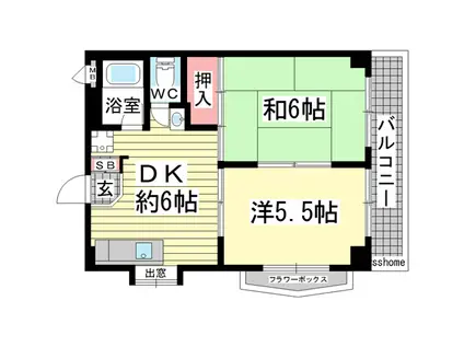 アクシスカナエI(2DK/4階)の間取り写真