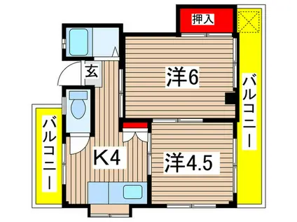 コーポサンフラワー(2K/2階)の間取り写真