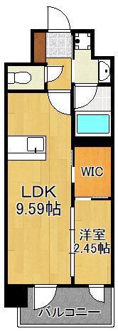 プレジデンス ざ 三萩野(1LDK/9階)の間取り写真