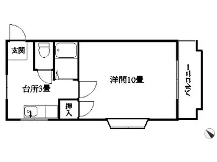 ホワイトハイムII(1K/3階)の間取り写真