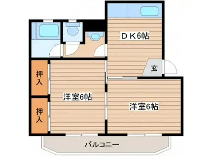 VISTA五日市(2DK/2階)の間取り写真