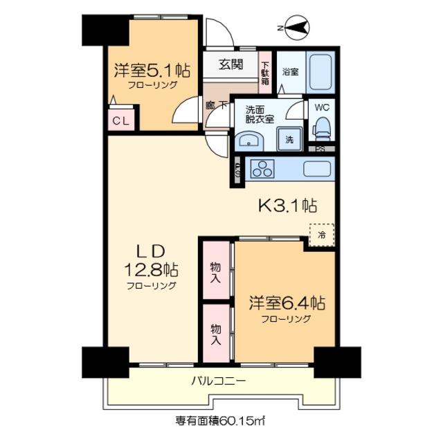 綾瀬プルミエ(2LDK/6階)の間取り写真