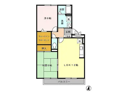 ロイヤルステージタウン鳥栖 B(2LDK/2階)の間取り写真