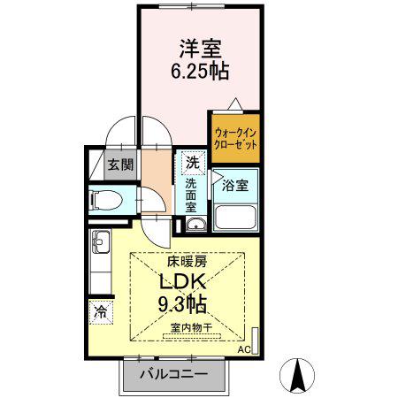 レクスト下方(1LDK/2階)の間取り写真