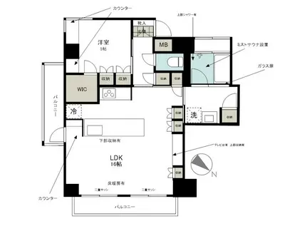クレッセント中目黒(1LDK/8階)の間取り写真