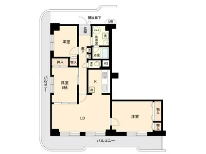 横浜スカイハイツ(3LDK/6階)の間取り写真