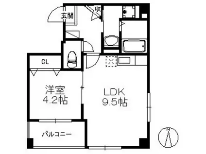 ポラリス梅光園(1LDK/3階)の間取り写真