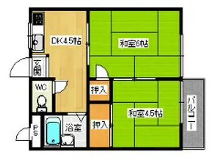 清水ハイツ(2DK/2階)の間取り写真